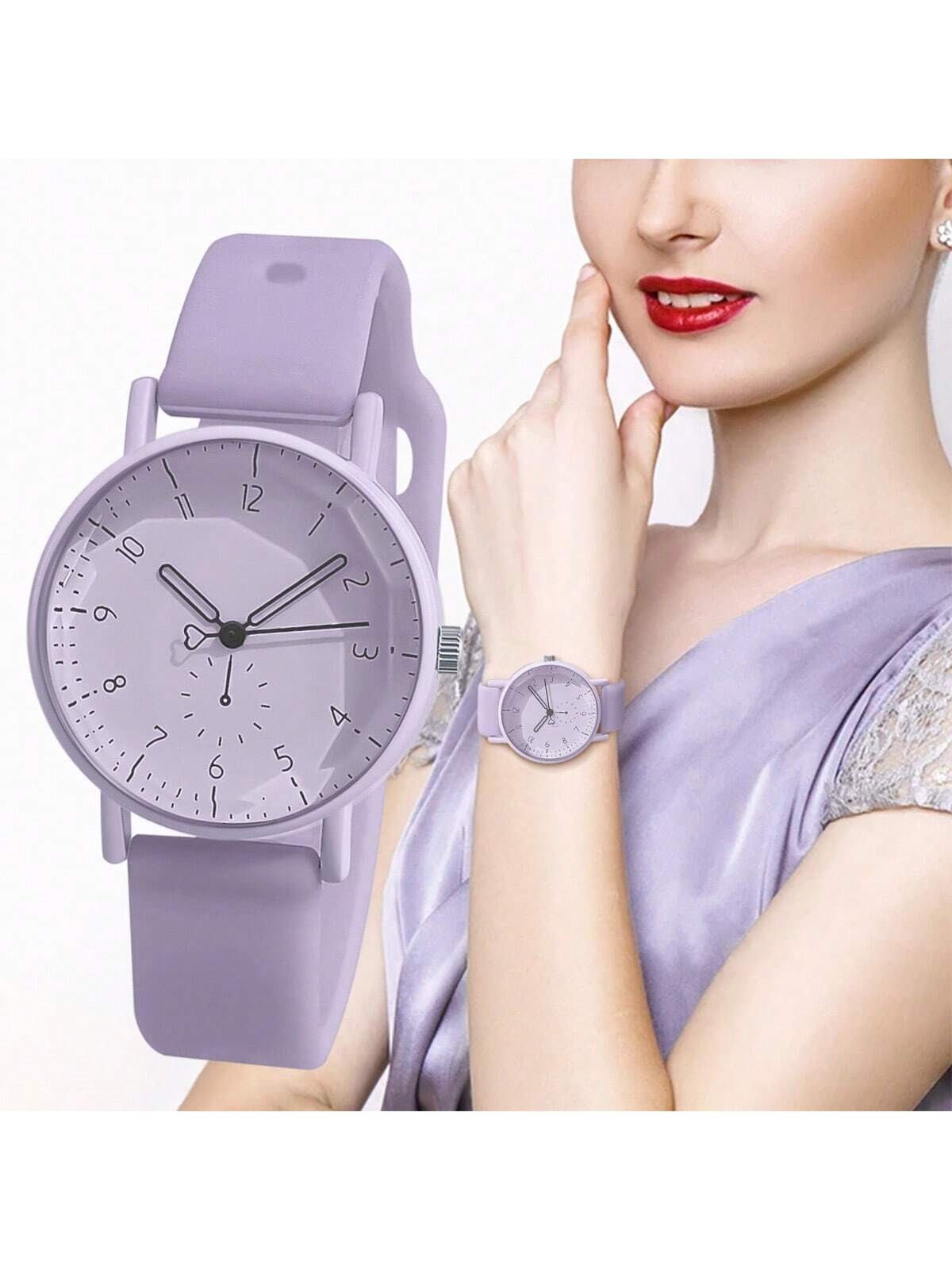 Purple Women’s Elegant Silicone Strap Quartz Watch One Size