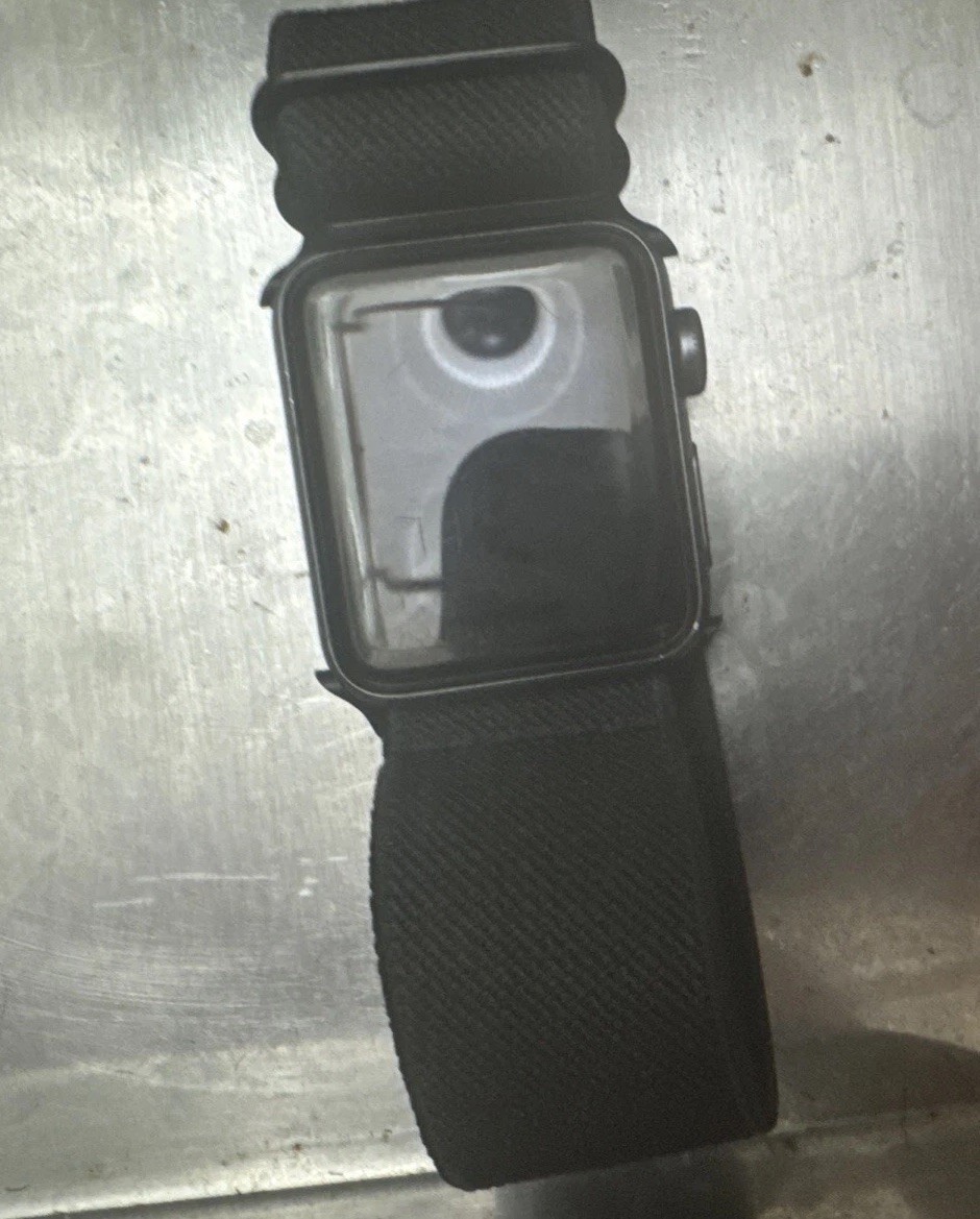 Apple Watch Series 3 Aluminum Case with Sport Band 38mm, Black, Charging Cord