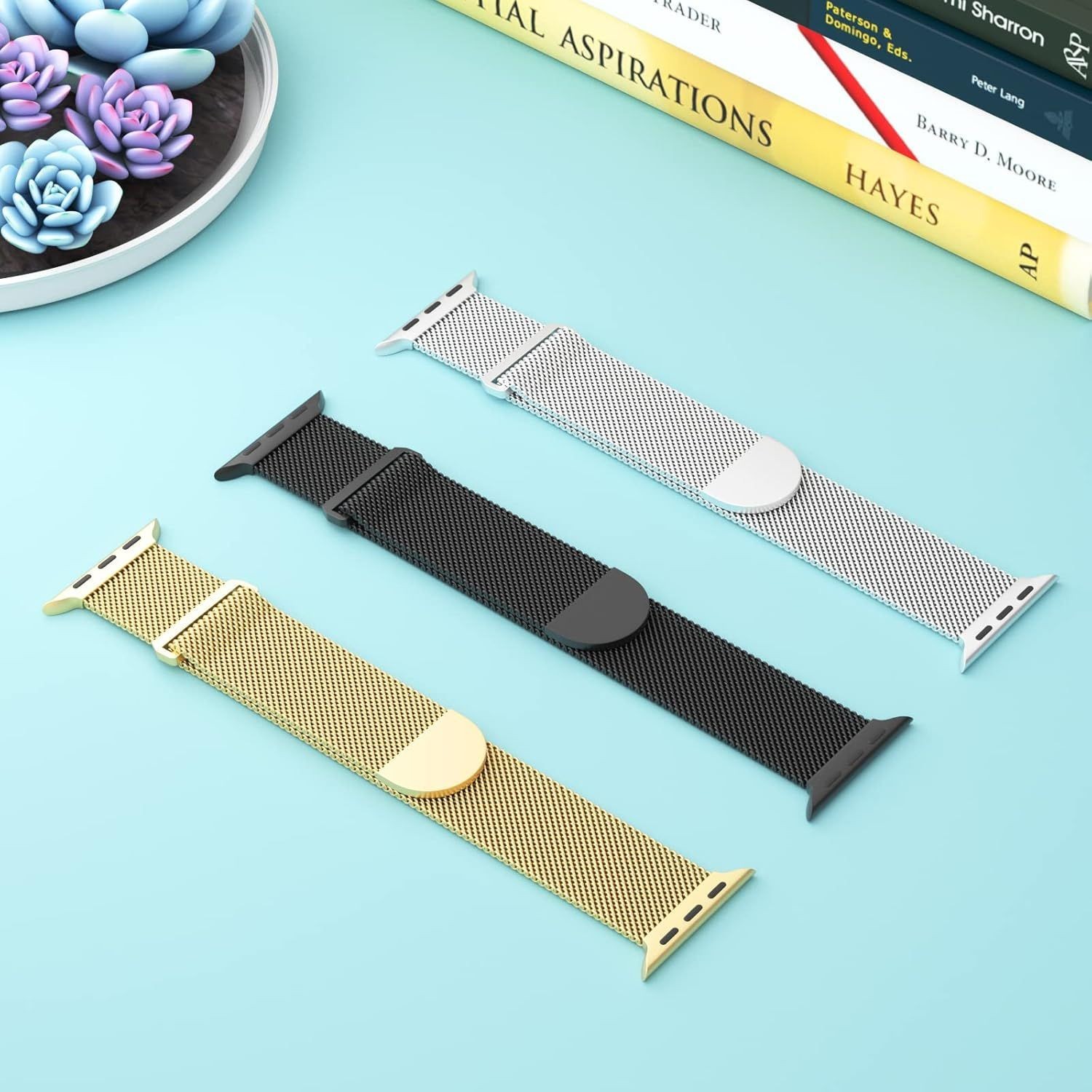 3 Pack Metal Mesh Bands for Apple Watch 38mm 40mm 41mm 42mm 44mm 45mm 46mm 49mm