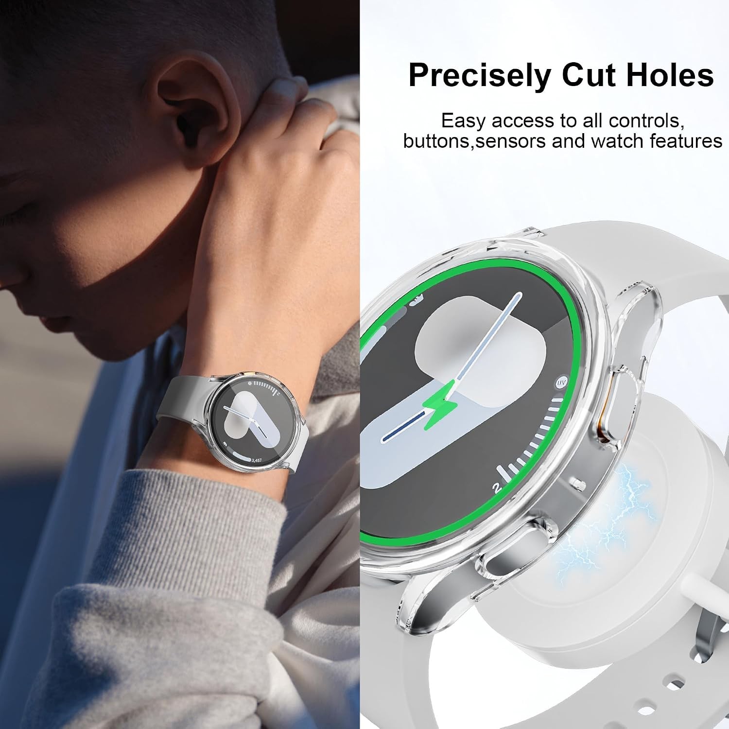 2 Pack Case With Tempered Glass for Samsung Galaxy Watch 5/4 44mm Protection
