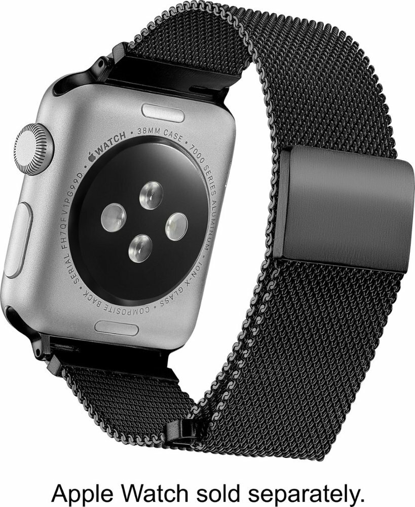 Platinum Magnetic Stainless Steel Mesh Band for Apple Watch 41mm 40mm 38mm Black