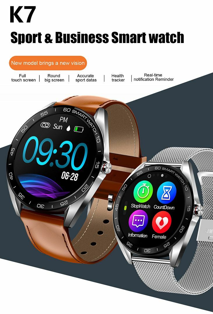 Waterproof Men Business Smart Watch Bluetooth Call SMS Reminder For Android iOS
