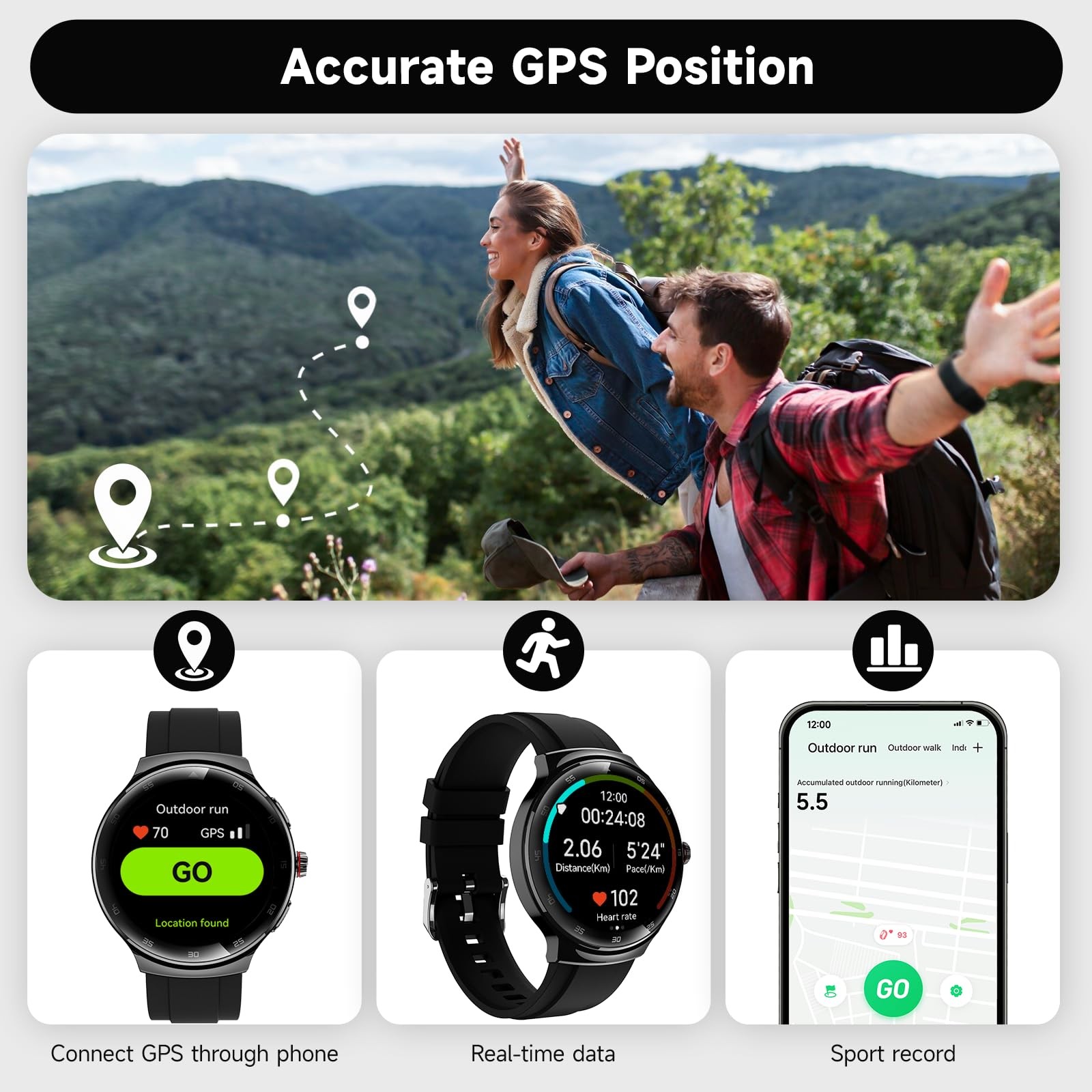 Smart Watches for Men Women, Waterproof Fitness Tracker, 1.43” AMOLED Touchs…