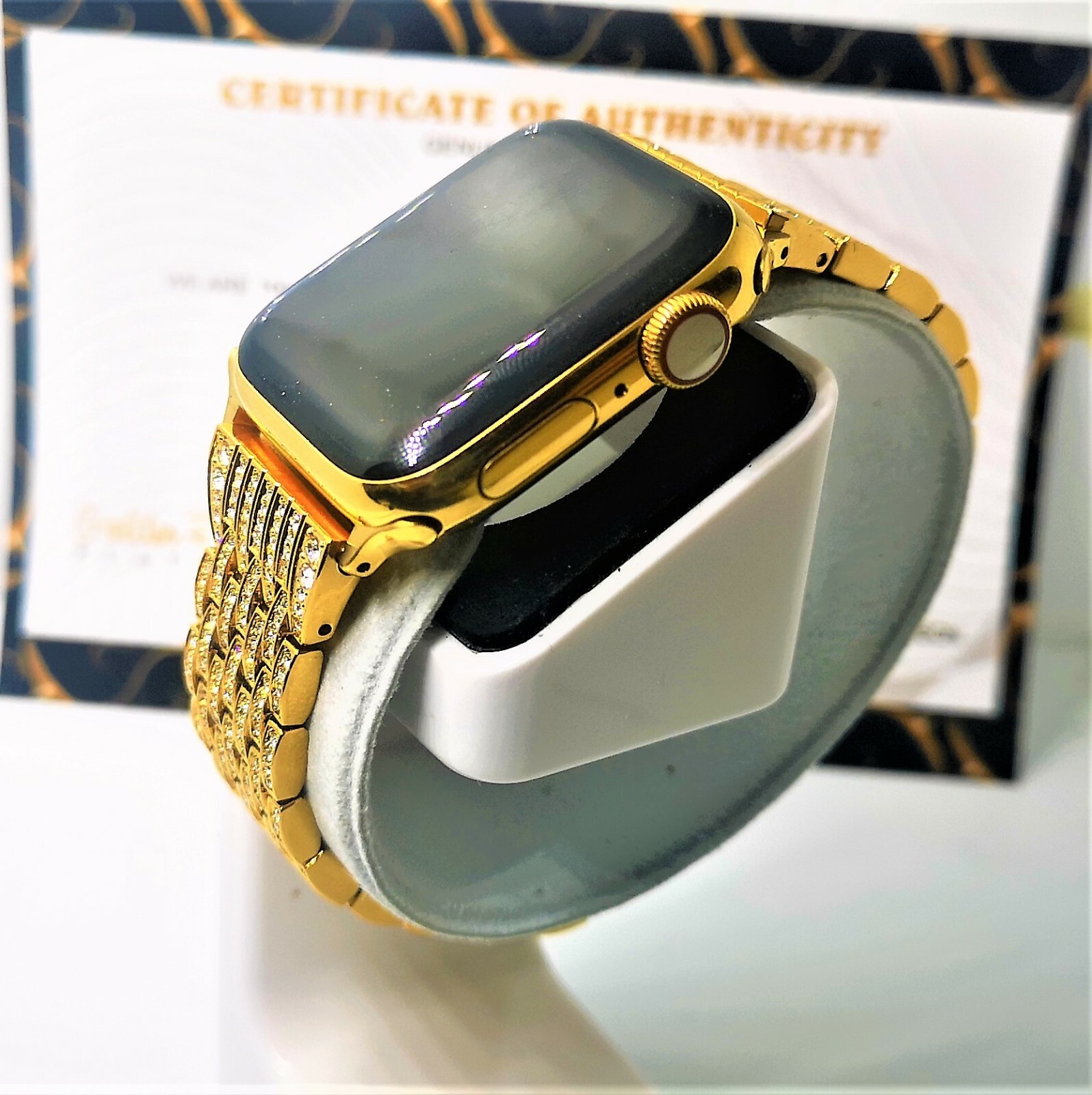 24k Gold Plated 40MM Apple Watch Series 5 Links Band with Diamond Rhinestones
