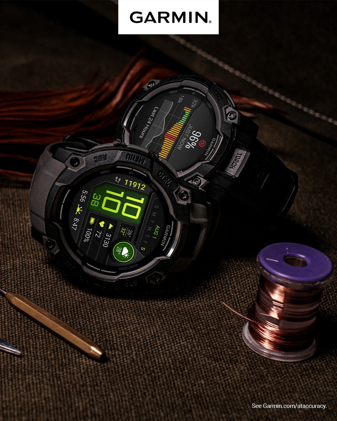Garmin Instinct 3 50mm Outdoor GPS Smartwatch, 24 Days of Battery Life Charcoal
