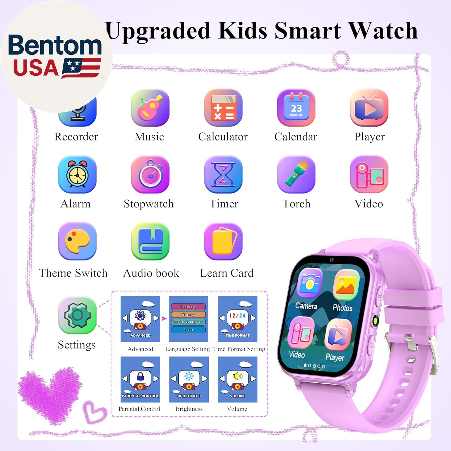 Kids Smart Watch, 30+ Games Camera Video Pedometer Kids Watch, Music Player, Ala