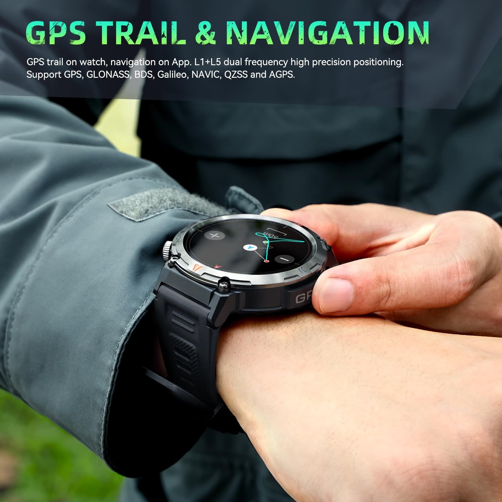 LaNikar Military Smart Watches Men Built-in GPS 3ATM Waterproof Call/LED