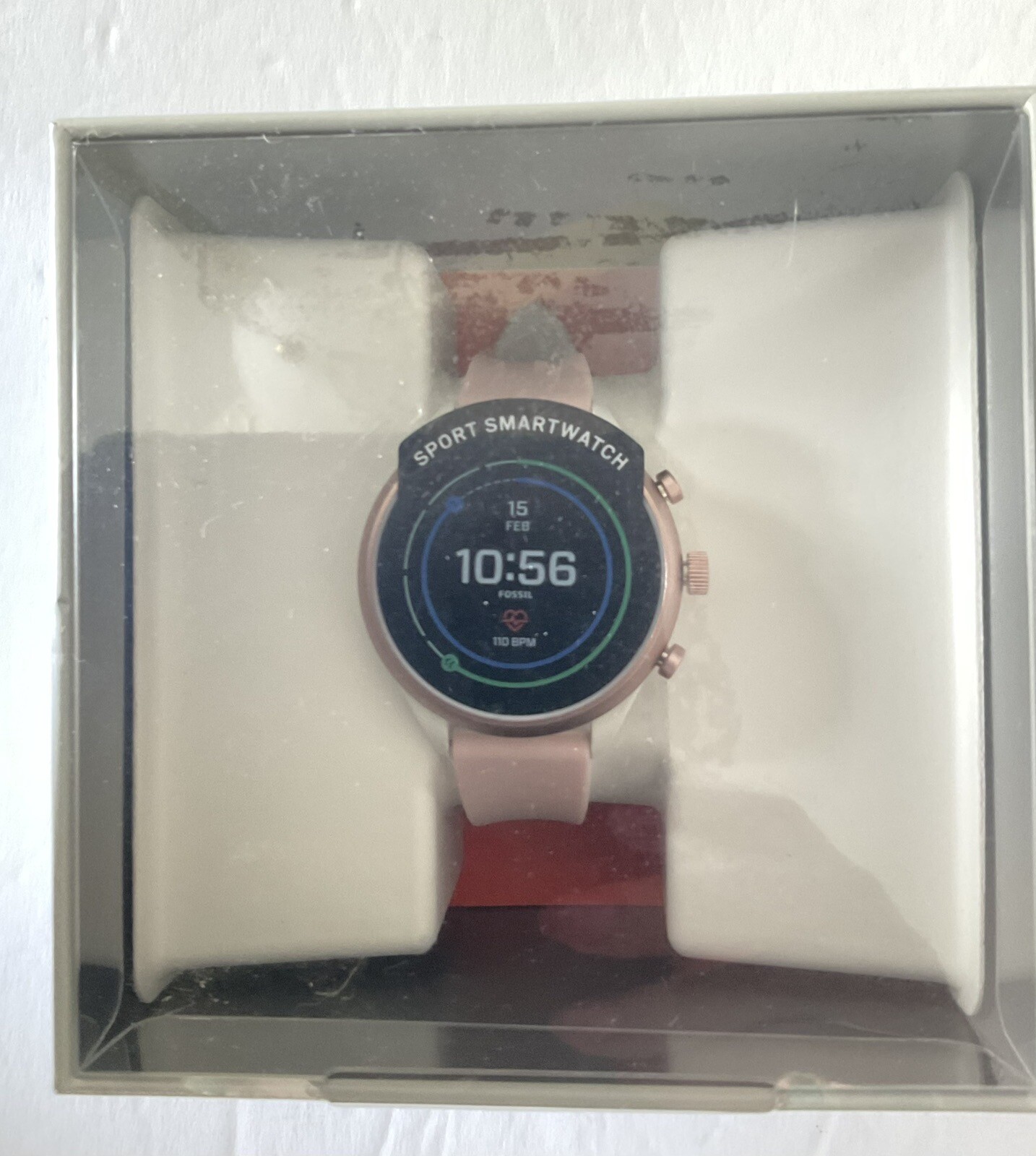 New Fossil Light Pink Sports Smartwatch In Unopened Box . Model DW9F1