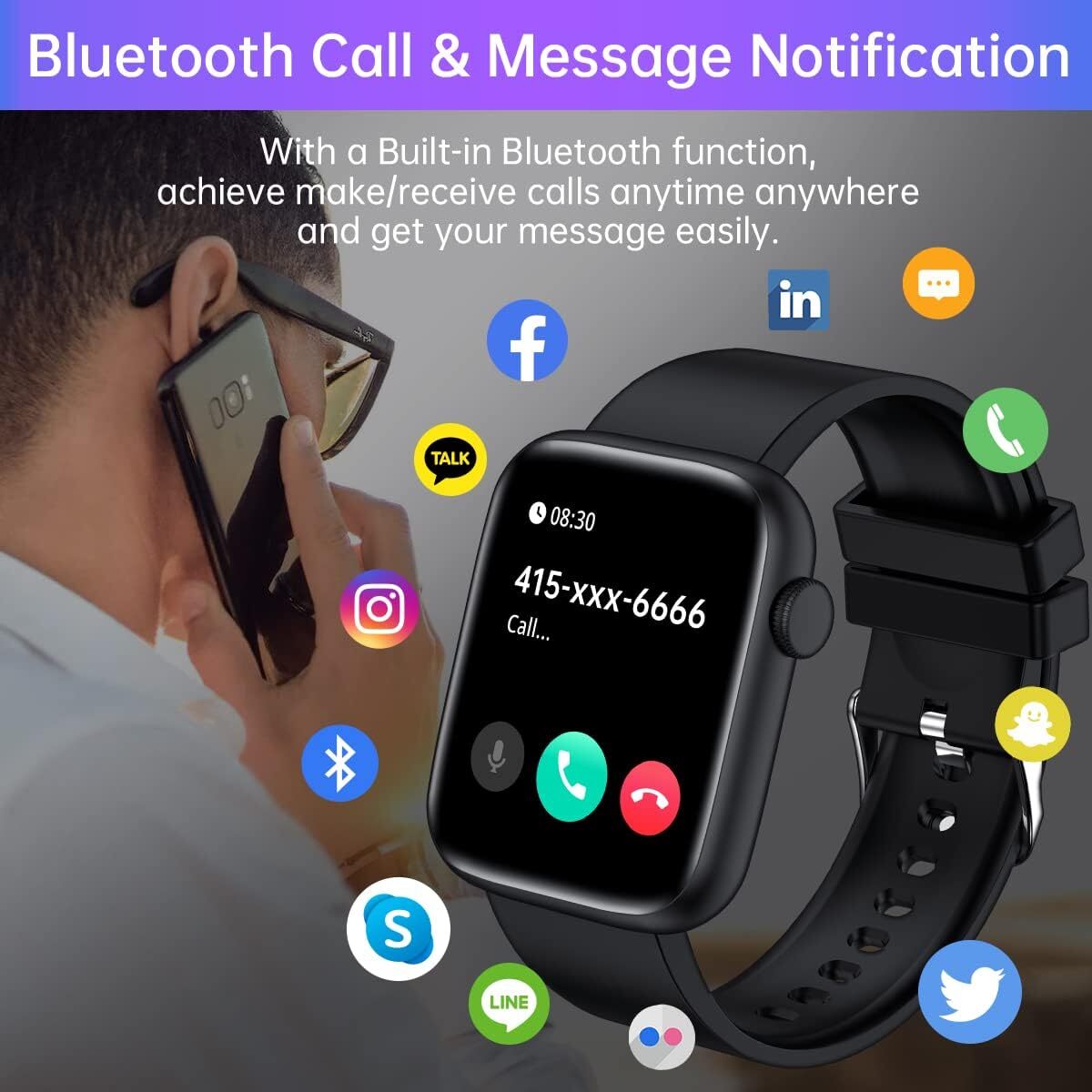 1.9″ Touch Screen Smart Watch with Heart Rate, Blood Oxygen Monitor,