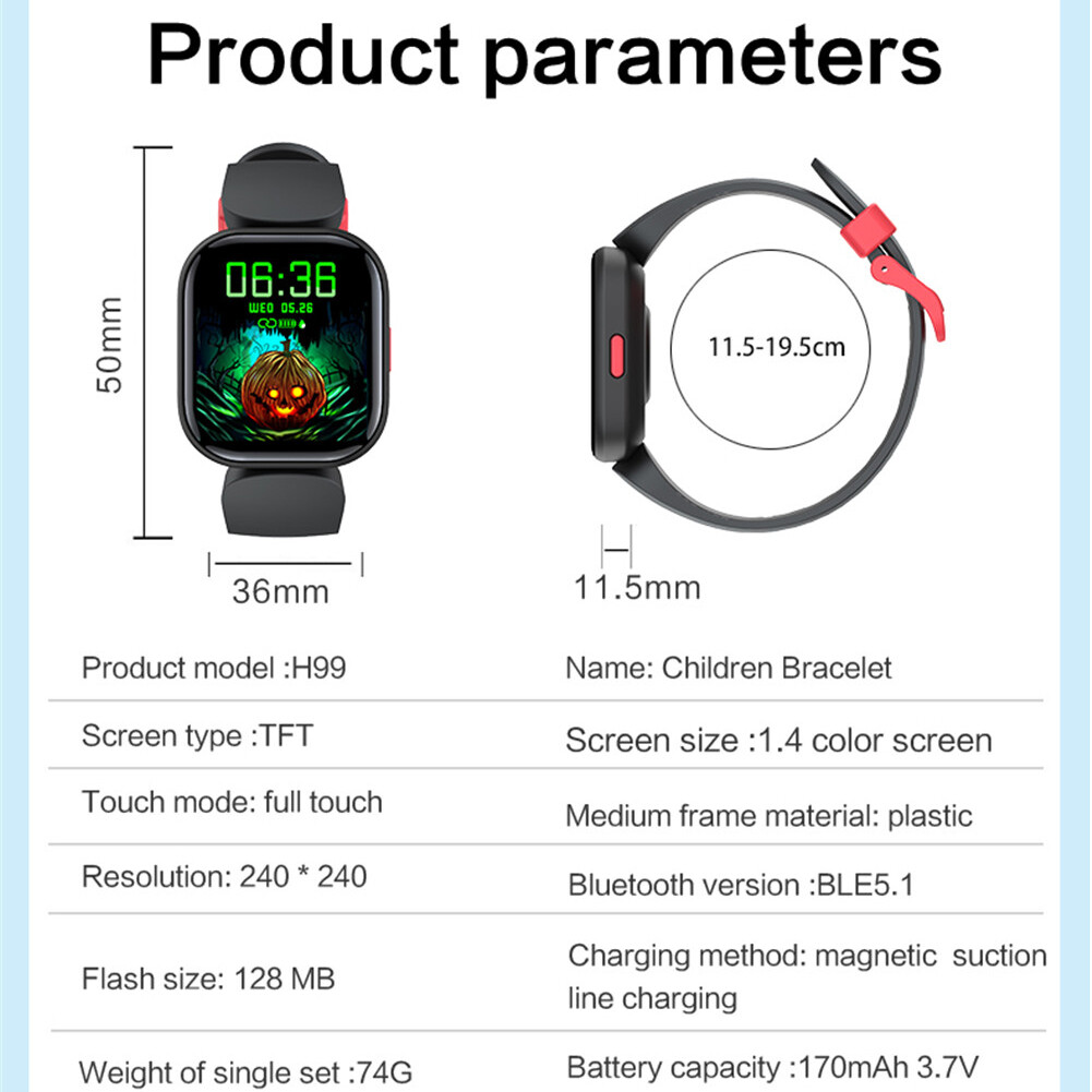 Kids Smart Watch Bluetooth Call Message Reminder IP68 Waterproof Children Watch