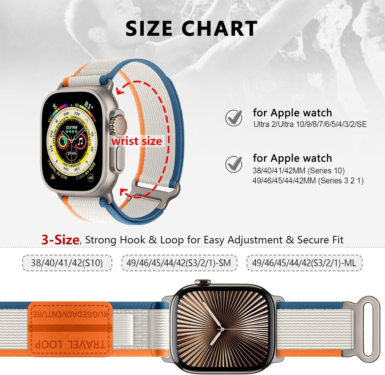 Nylon Trail Loop Strap for Apple Watch Ultra 49mm 46mm 45mm 44mm 42mm 41mm 40mm