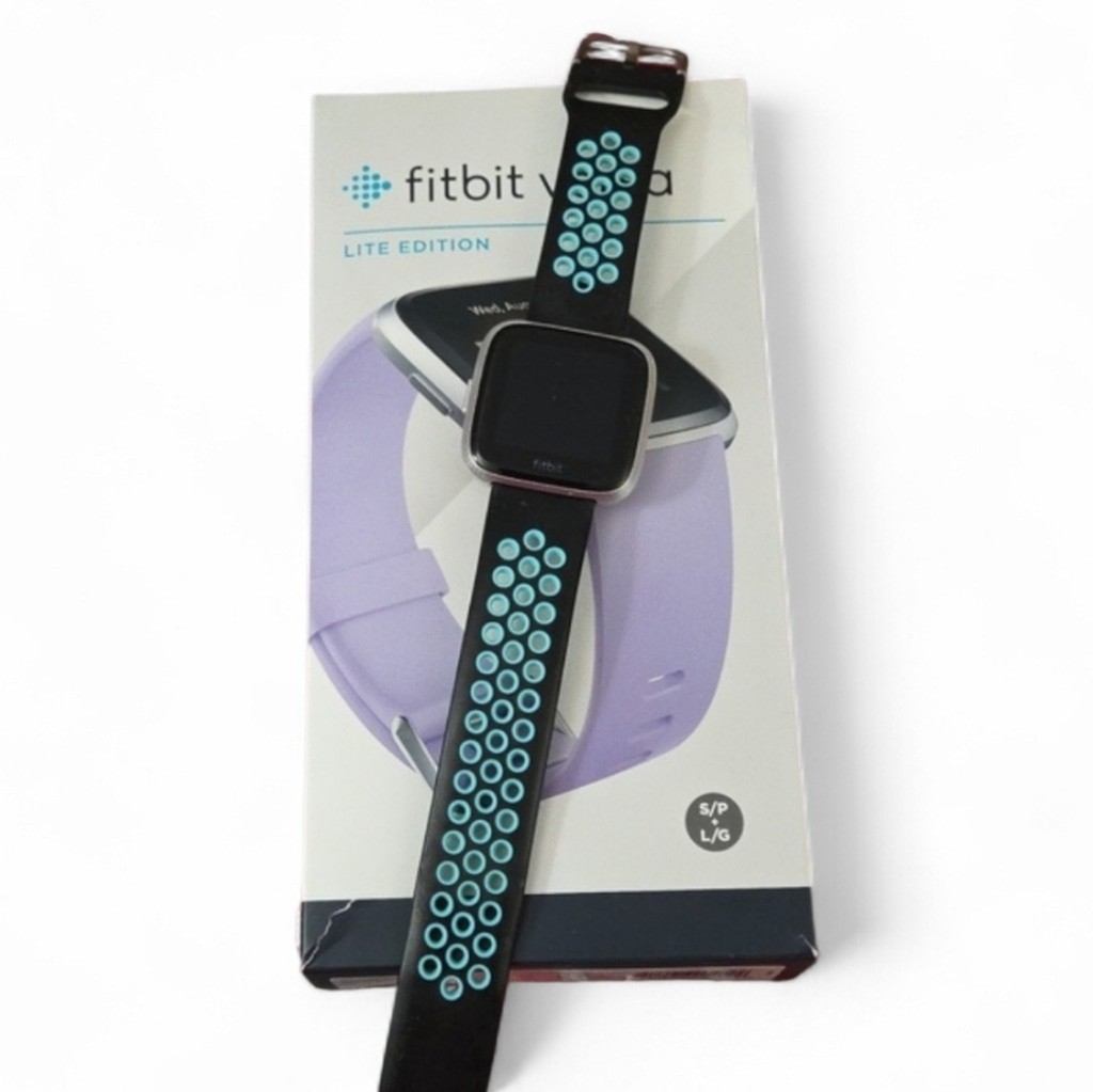 Fitbit Versa Lite Edition Smartwatch – Black with Teal Accents