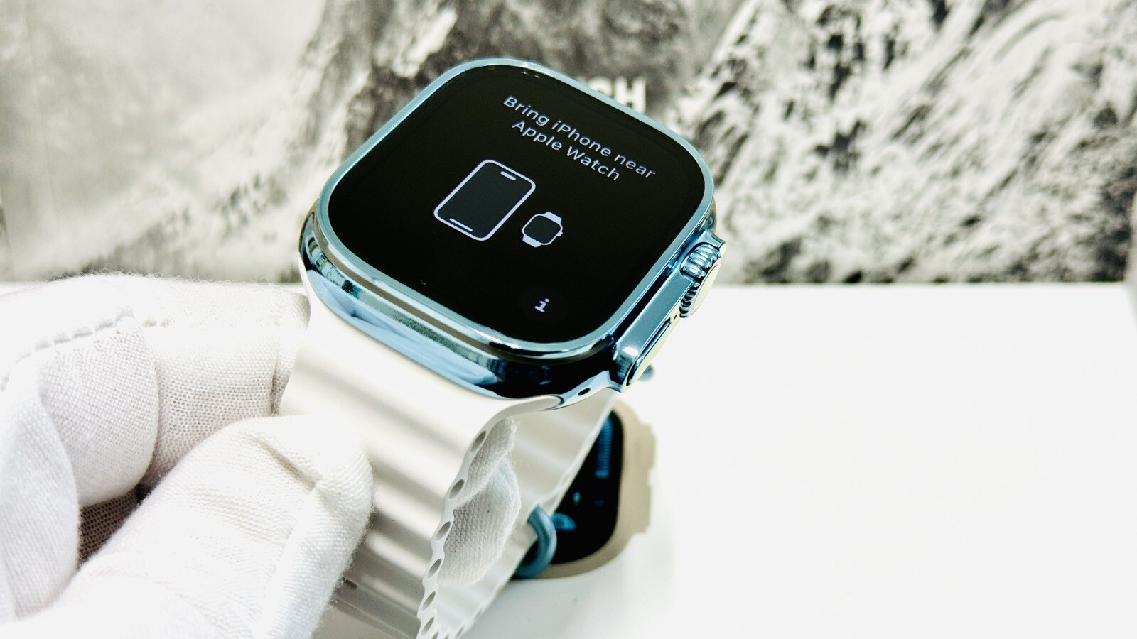 SKY BLUE Apple Watch ULTRA 3 49mm Titanium Custom Polished Anodized White Ocean