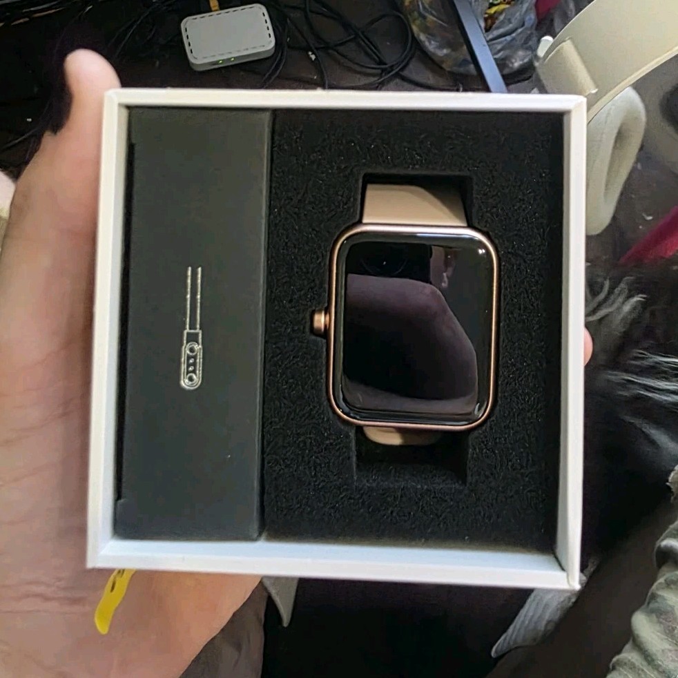 TOZO S2 mini Smart Watch 44mm Rose Gold Metal Case Pink Silicone Band