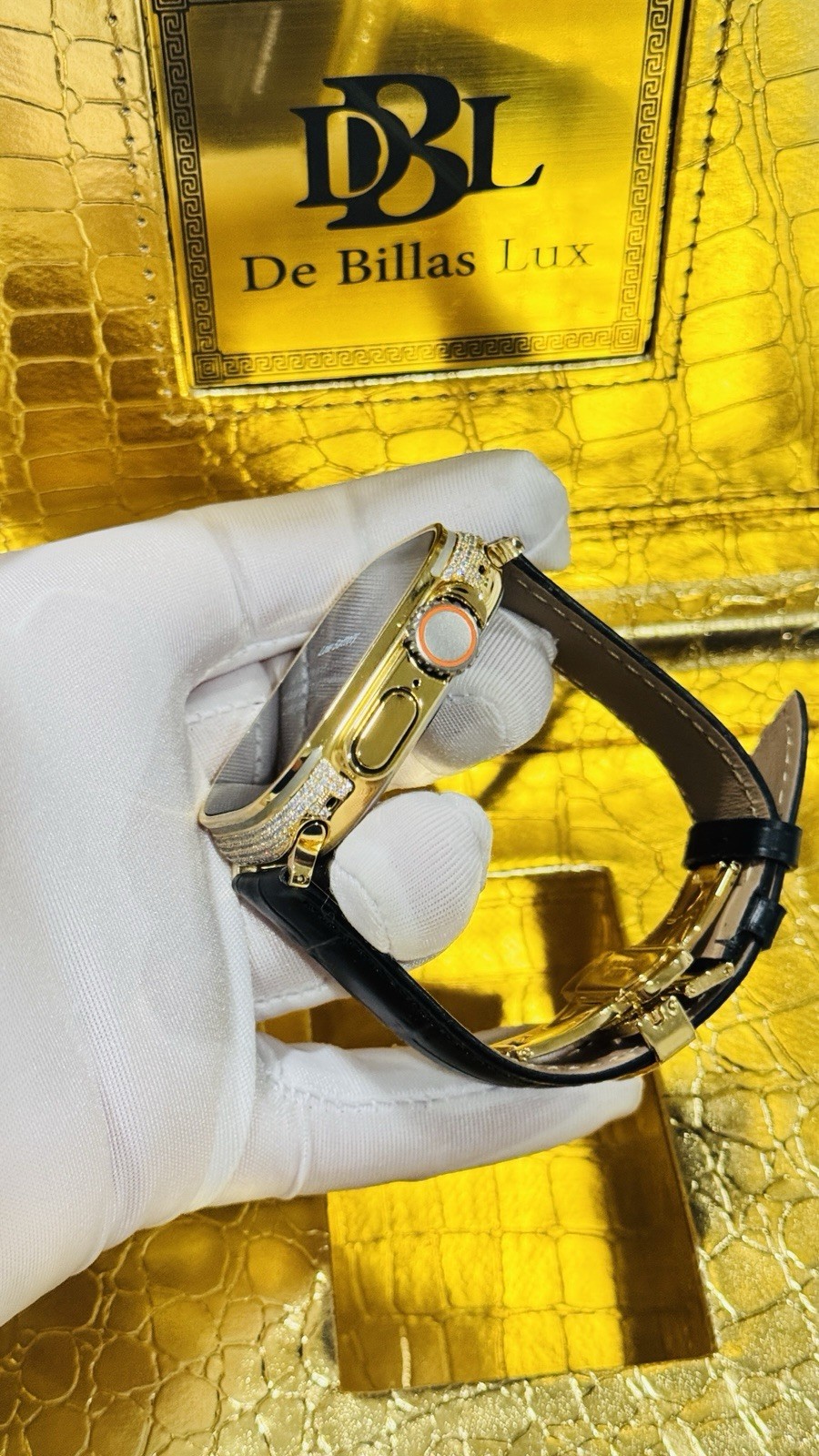 ✅ Custom 24k Gold Apple Watch Ultra 2 Zircon Diamonds + Luxury Box | Authentic ✅