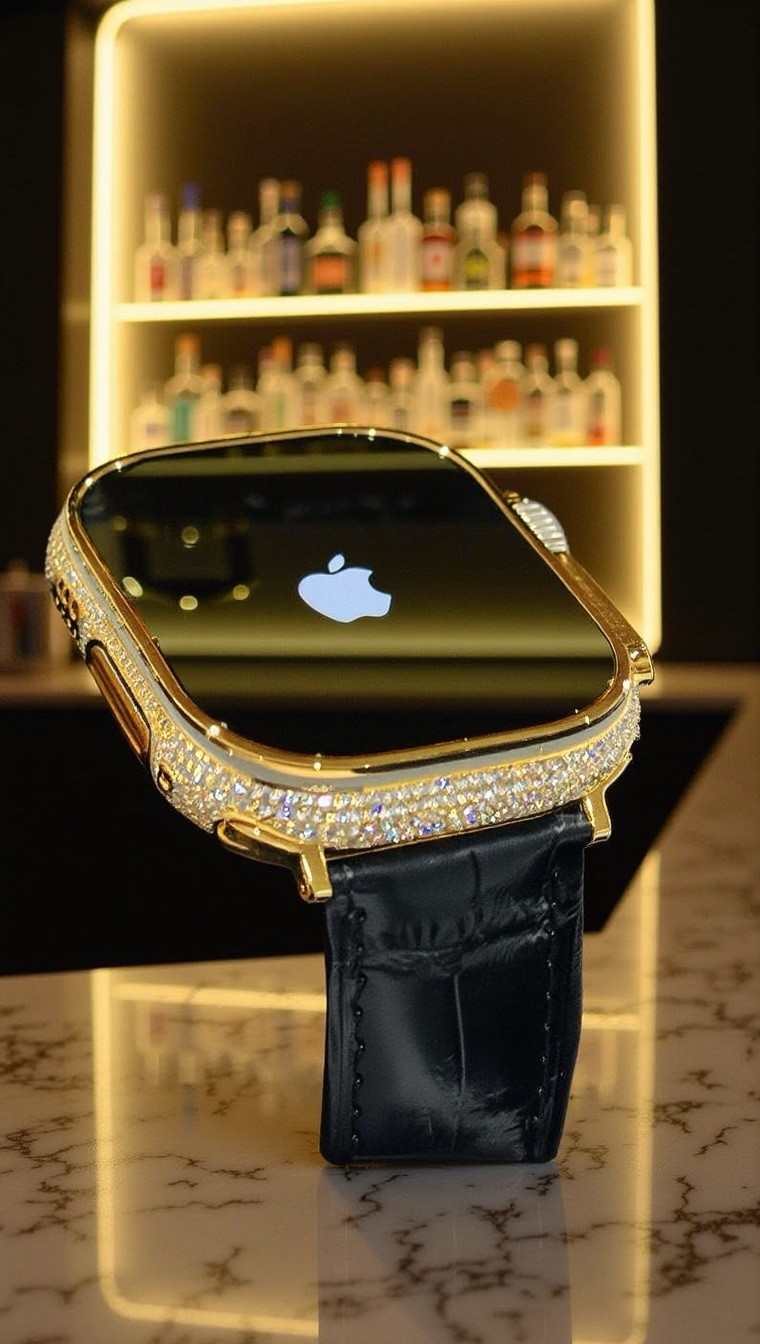 ✅ Custom 24k Gold Apple Watch Ultra 2 Zircon Diamonds + Luxury Box | Authentic ✅