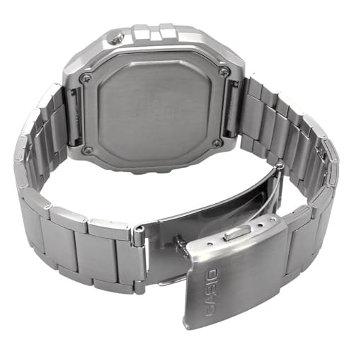 CASIO Men’s Digital Watch W-218HD-1AV Silver Metal Band Stopwatch Alarm