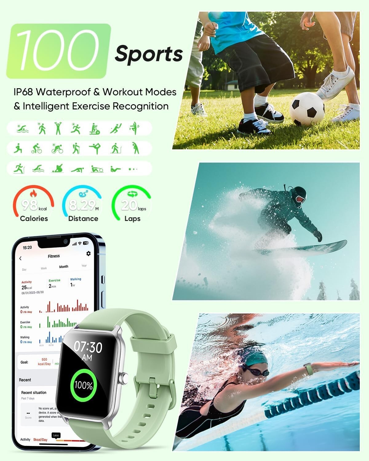 Fitpolo Smart Watches for Men/Women, 1.8” Alexa Built-in Fitness Tracker Wat