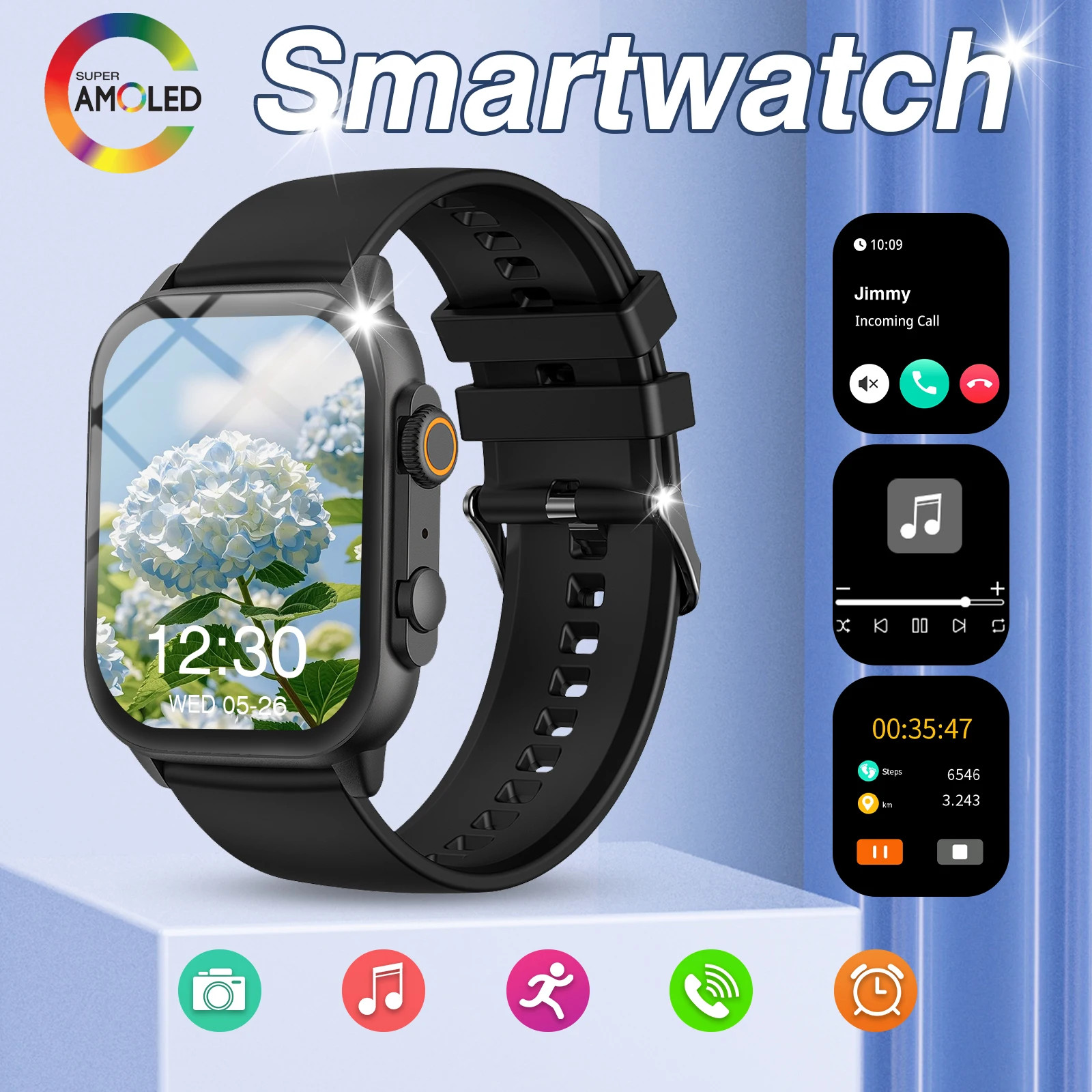 Bluetooth Smart Watch Fitness Tracker Heart Rate Sleep For Android iO