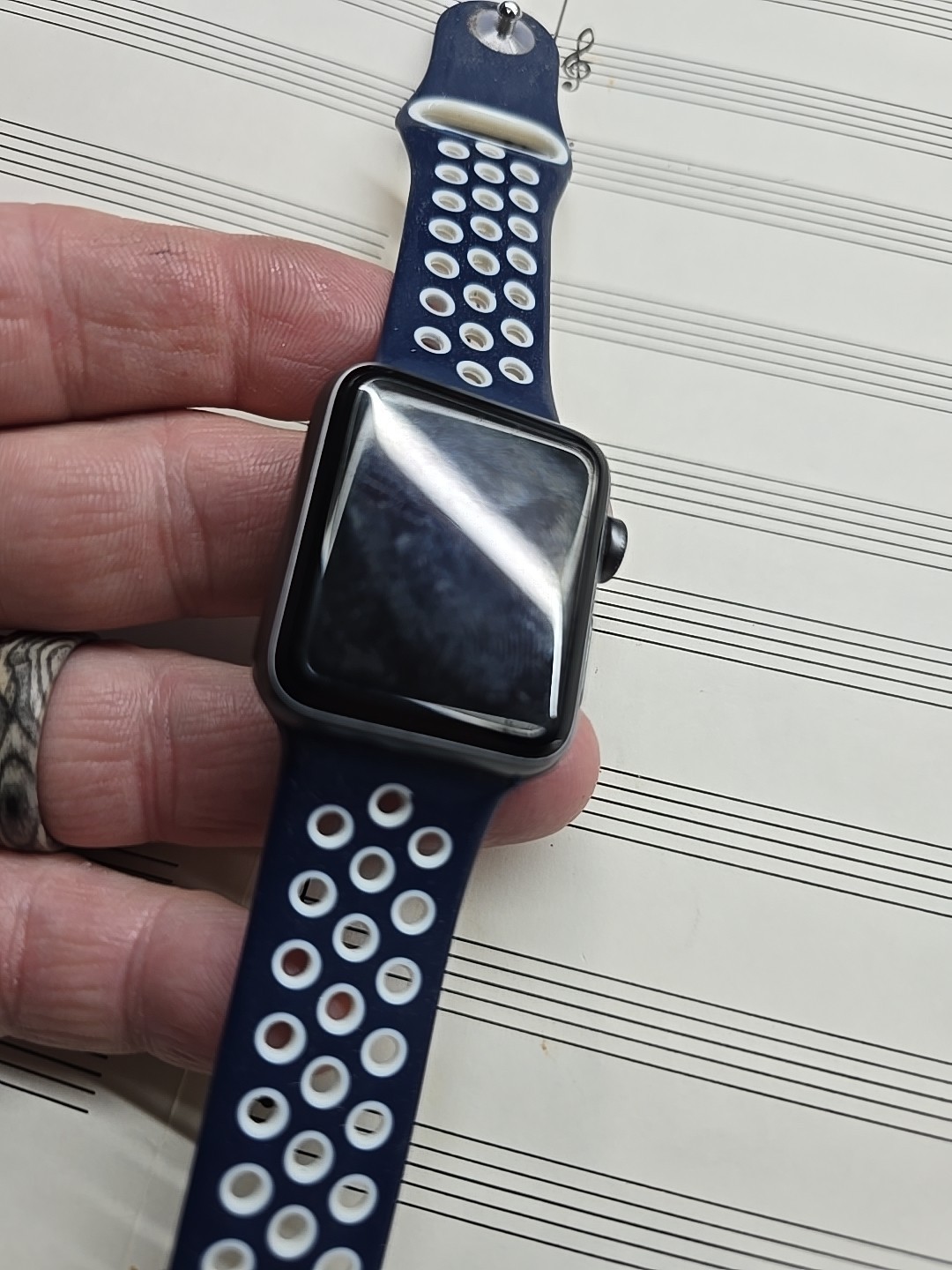 Apple Watch Series 3 Working 38 mm Gray Aluminum Case with Blue Silicone Band…