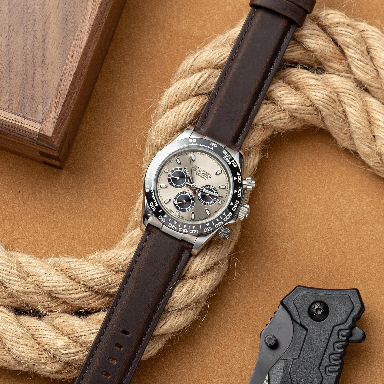 Leather Strap Compatible with Watch and Smartwatch, Choice of Width 18-22mm