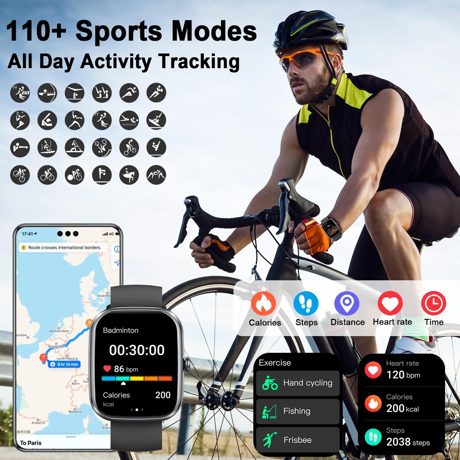 uaue AI Smart Watch with ChatGPT, 1.91″ Bluetooth One size, A-Deep Black