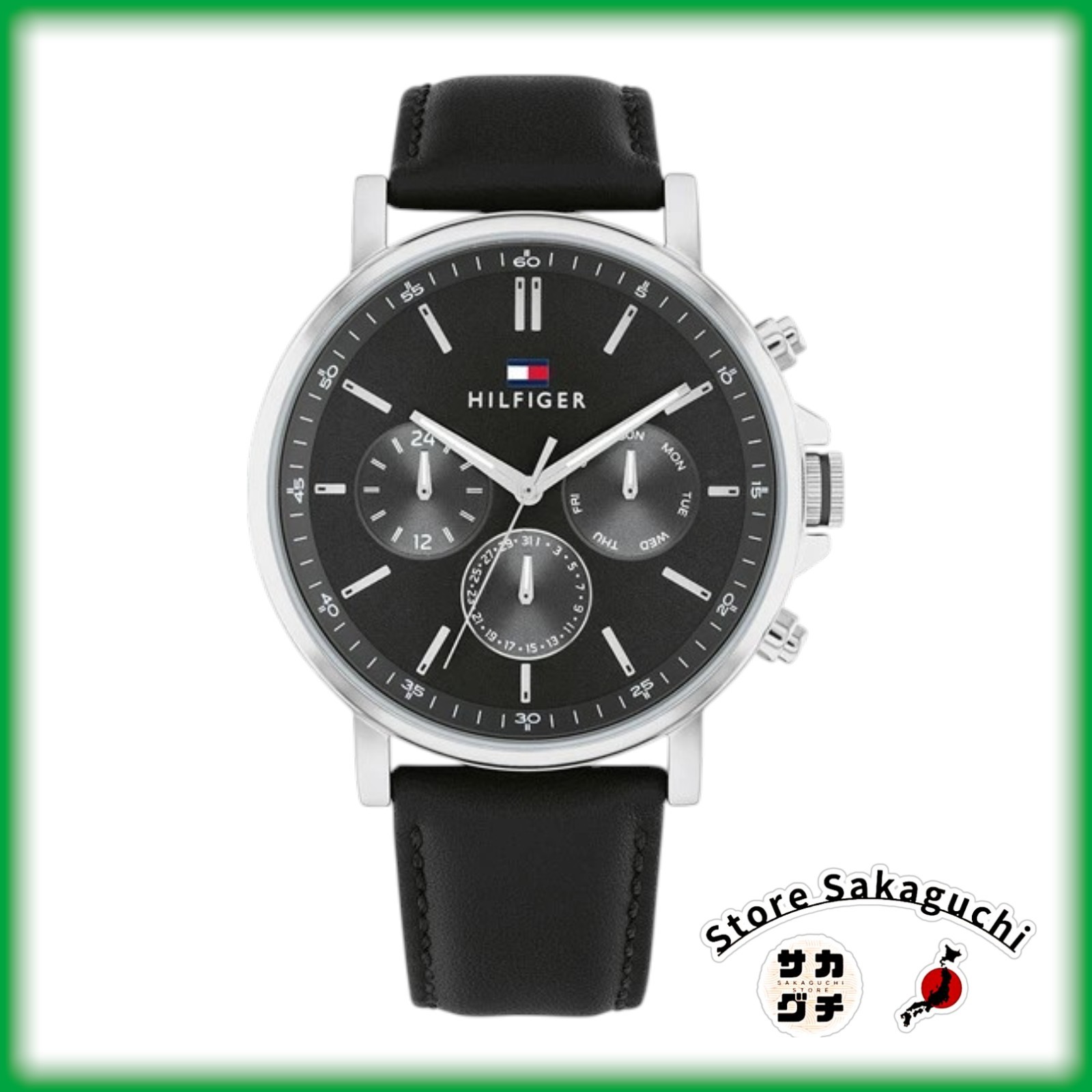 Tommy Hilfiger TYSON Men’s Watch 1710586 Black IP Multi-Function Black Leather