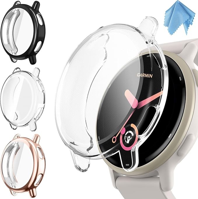 3 Pack Screen Protector Case for Garmin Vivoactive 5 Soft TPU Bumper Full Cover