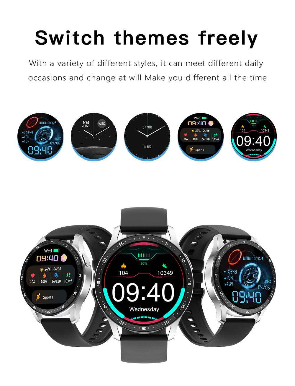 Bluetooth Smart Watch Men Smartwatch with Dual Earbuds For Android IOS Cellphone