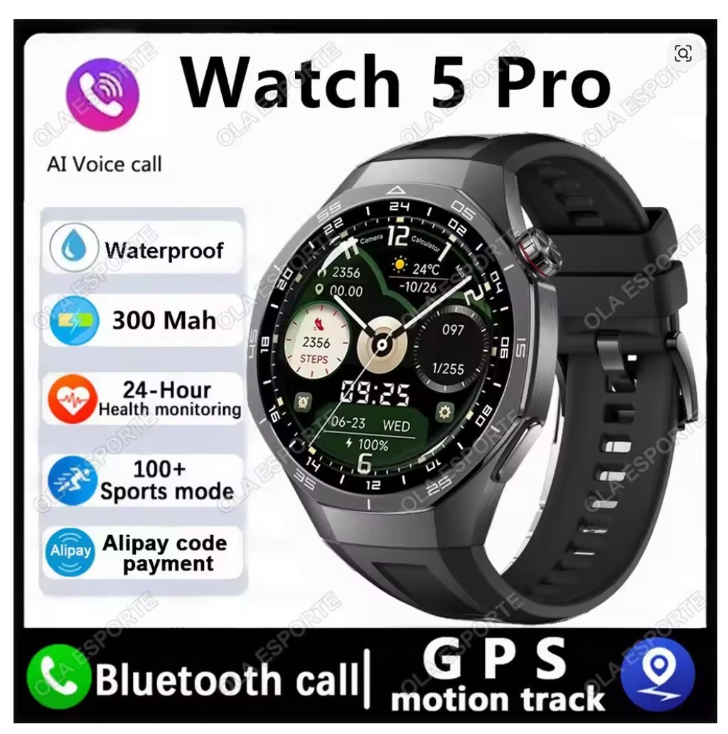 Laxasfit GT5 Pro Smart Watch HD AMOLED Screen GPS Bluetooth -Men & Women