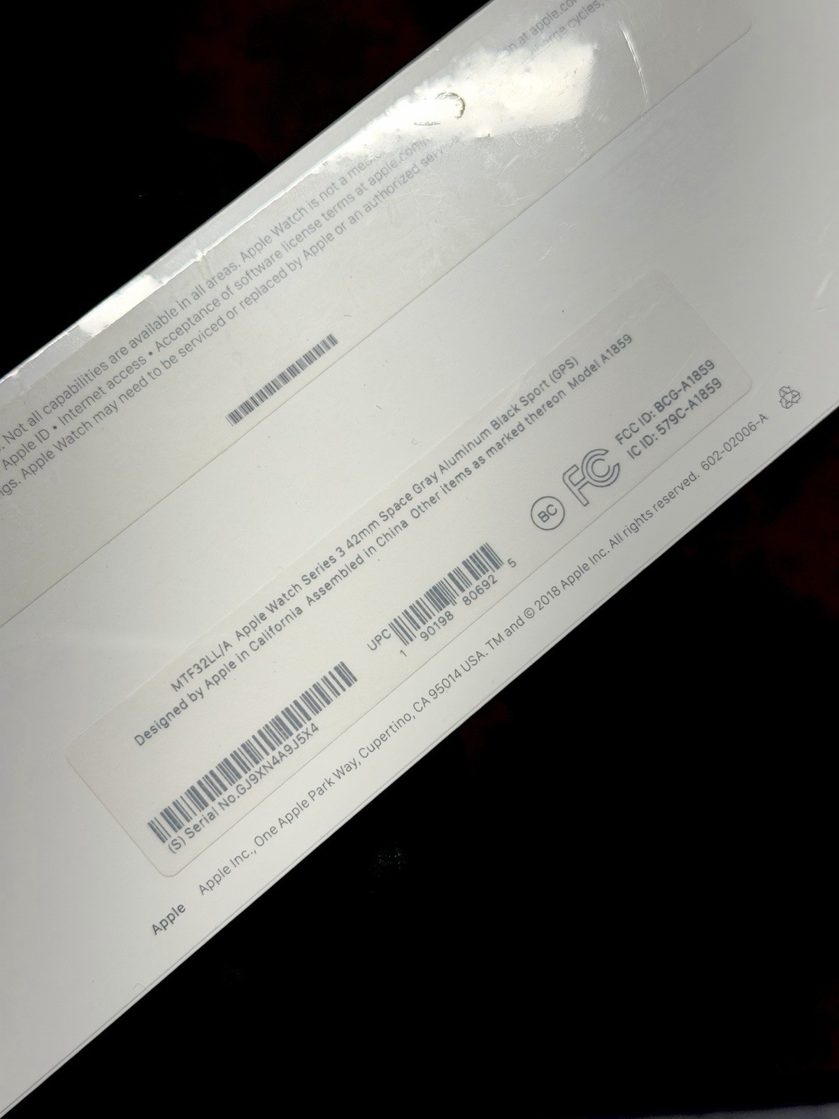 NIB Apple Watch Series 3 42mm Space Gray Aluminum Case with Black Sport SEALED