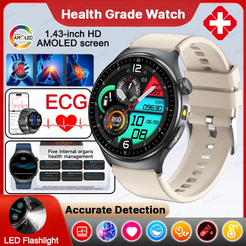 New Upgraded Heart Health Check Smart Watch Uric Acid Five Organ Examination Blo