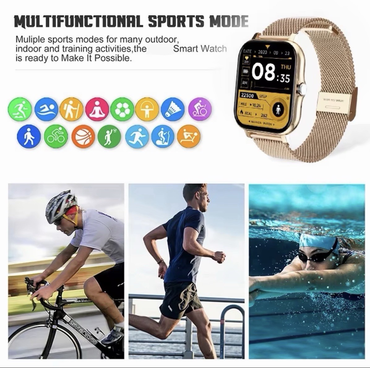 Smart Watch Bluetooth Call 1.69” HD Touch Screen Fitness Tracker Heart Rate