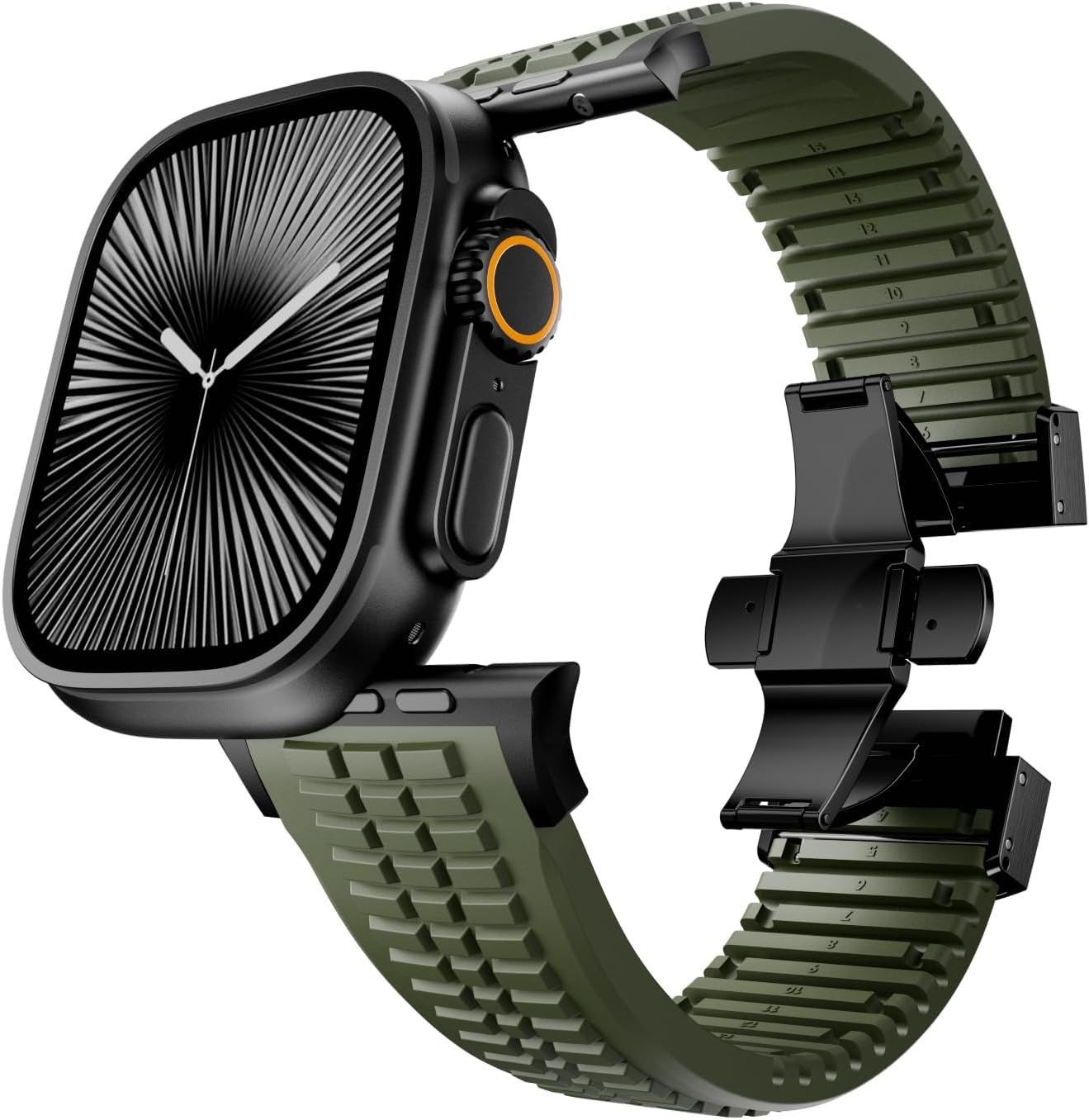 Rugged Silicone Watch Band for iWatch Ultra 2 / Series 10 44mm 45mm 46mm 49mm