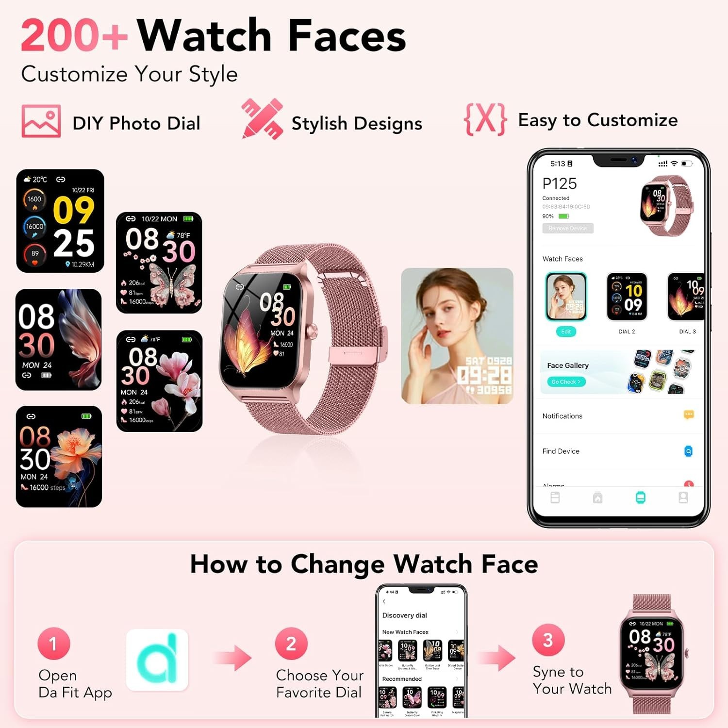 Elegant 1.85″ HD Smart Watch for Women – Fitness Tracker & AI Voice Control