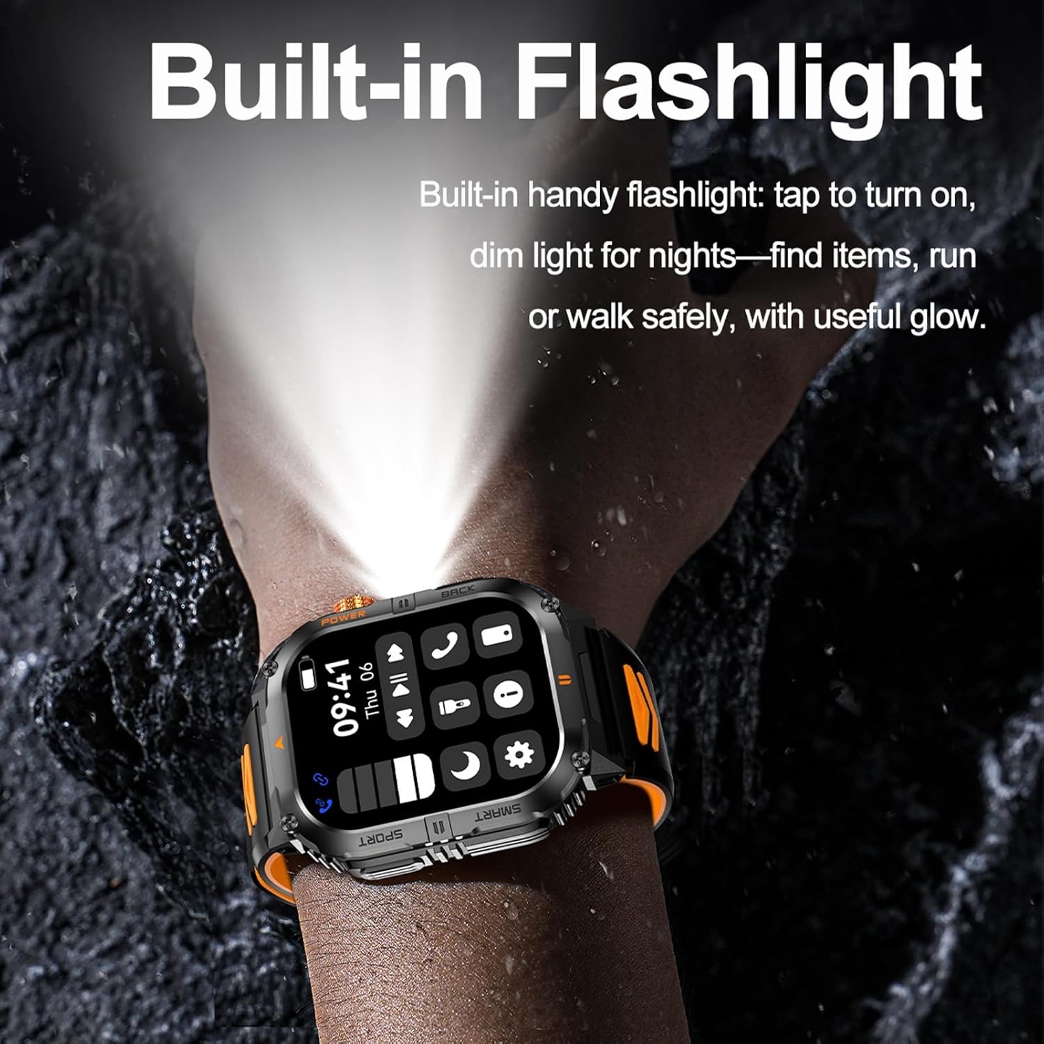Military Smart Watch (Answer/Make Call) Rugged Tactical Fitness Tracker 1000mAh