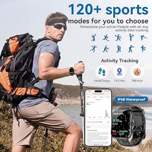 SENBONO Smartwatch w/ Alexa – HD Touch, Bluetooth Calls, Fitness, Waterproof