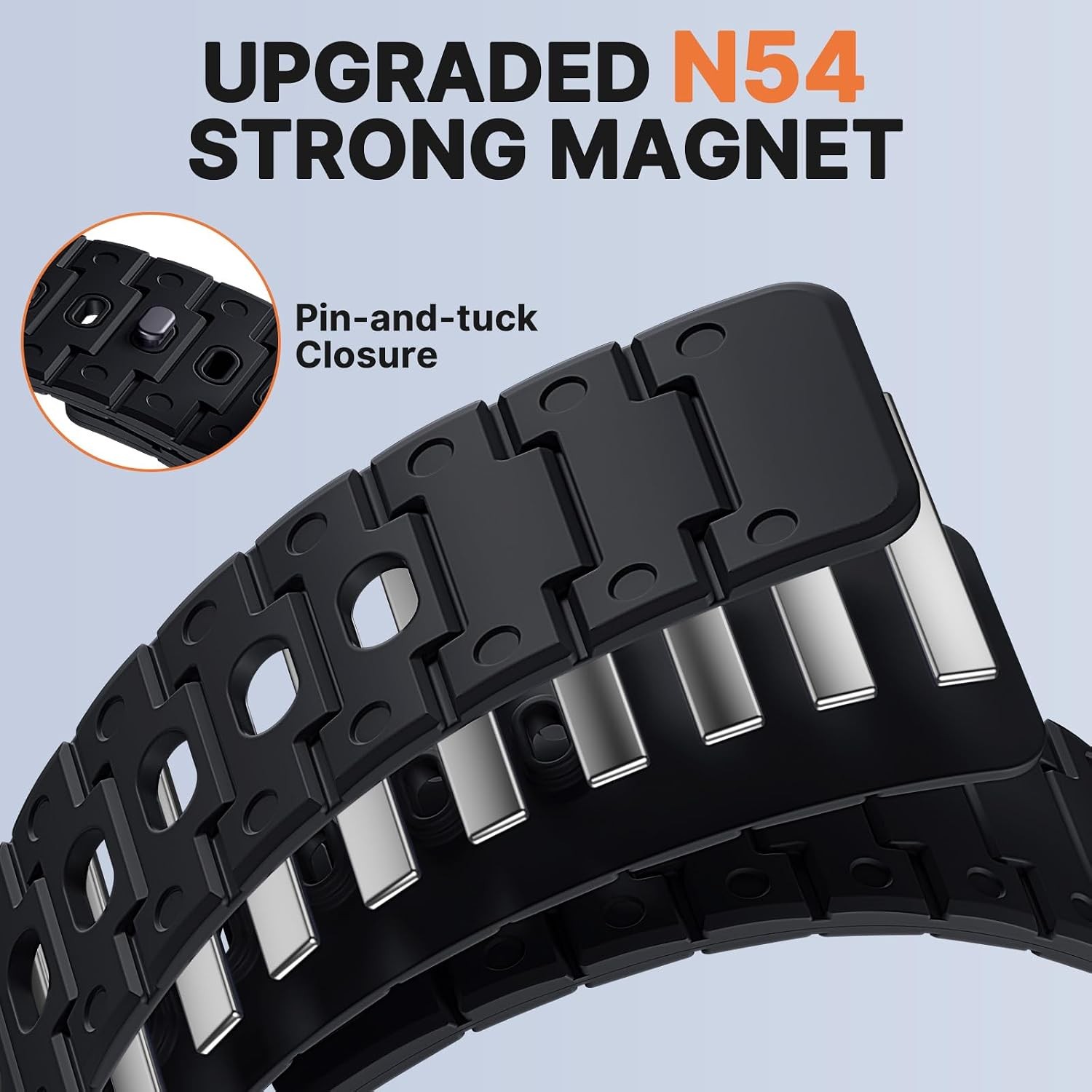 Black Magnetic Band for Garmin Fenix 8 43mm Quick Fit 20mm Replacement Strap