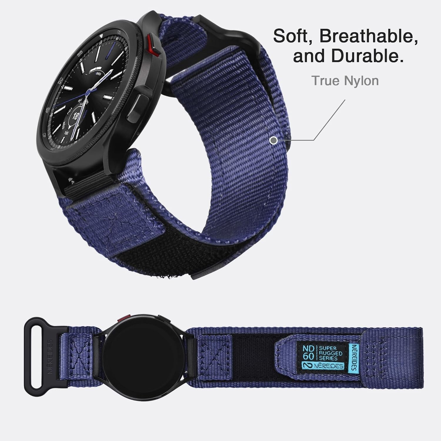 Adjustable 20mm Nylon Sports Strap for Samsung Galaxy Watch 7 40mm, Purple