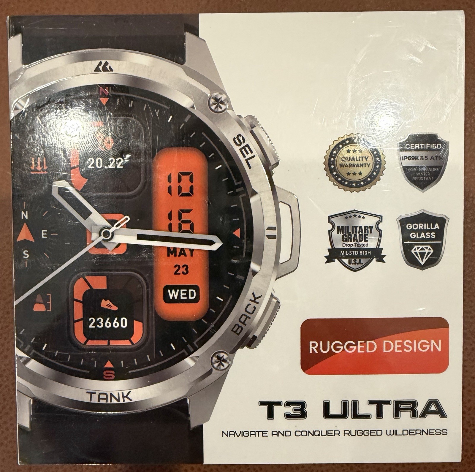 Kospet TANK T3 Ultra Rugged Smart Watch Black Silver 170+ Sports BT Calls Water…