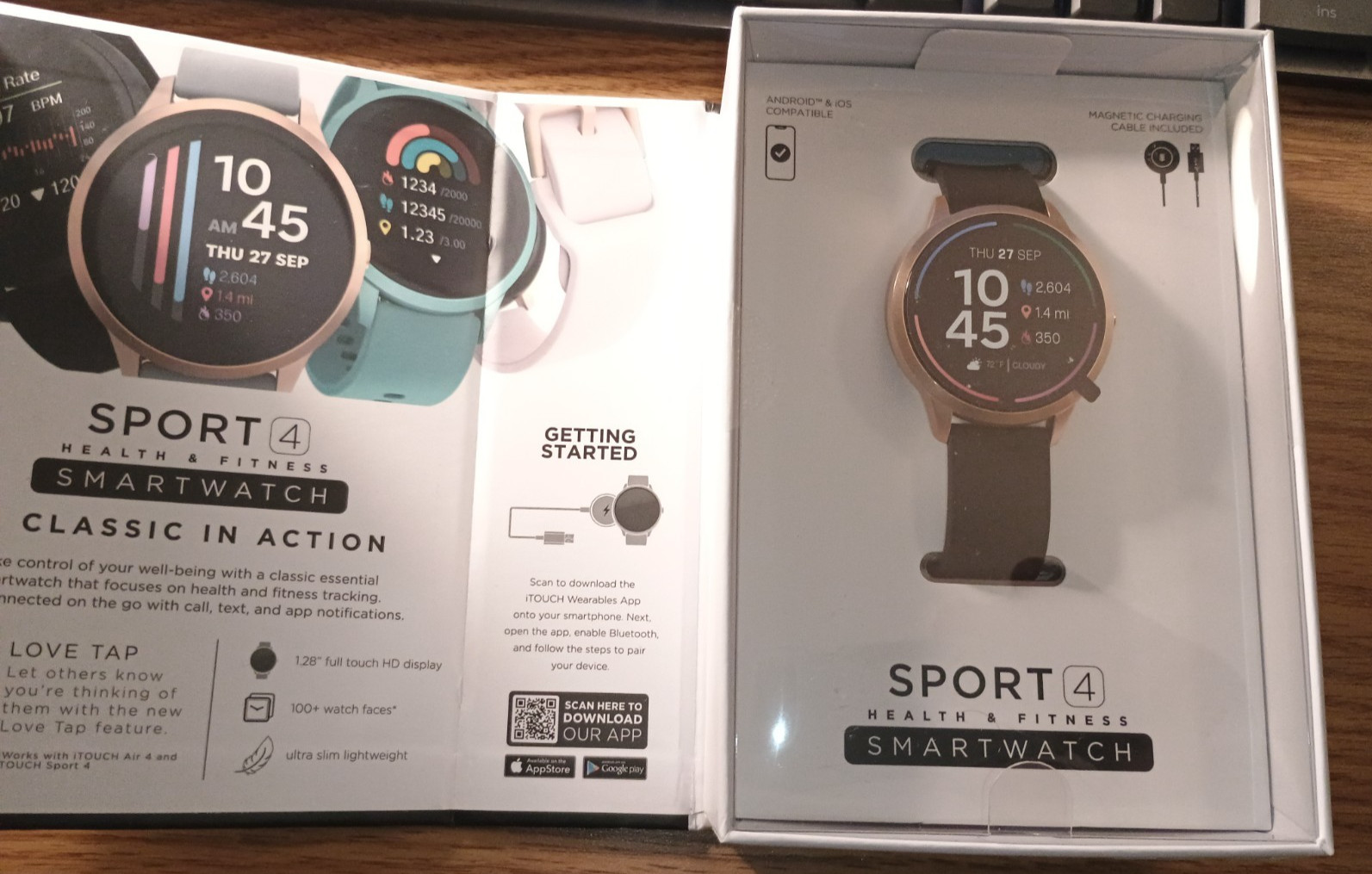 iTouch Sport 4 Unisex Adult Black Smart Watch TP4R01-G02 – Open Box