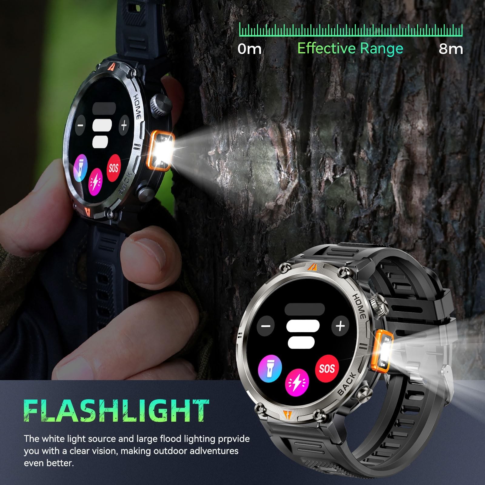 LaNikar Military Smart Watches Men Built-in GPS 3ATM Waterproof Call/LED