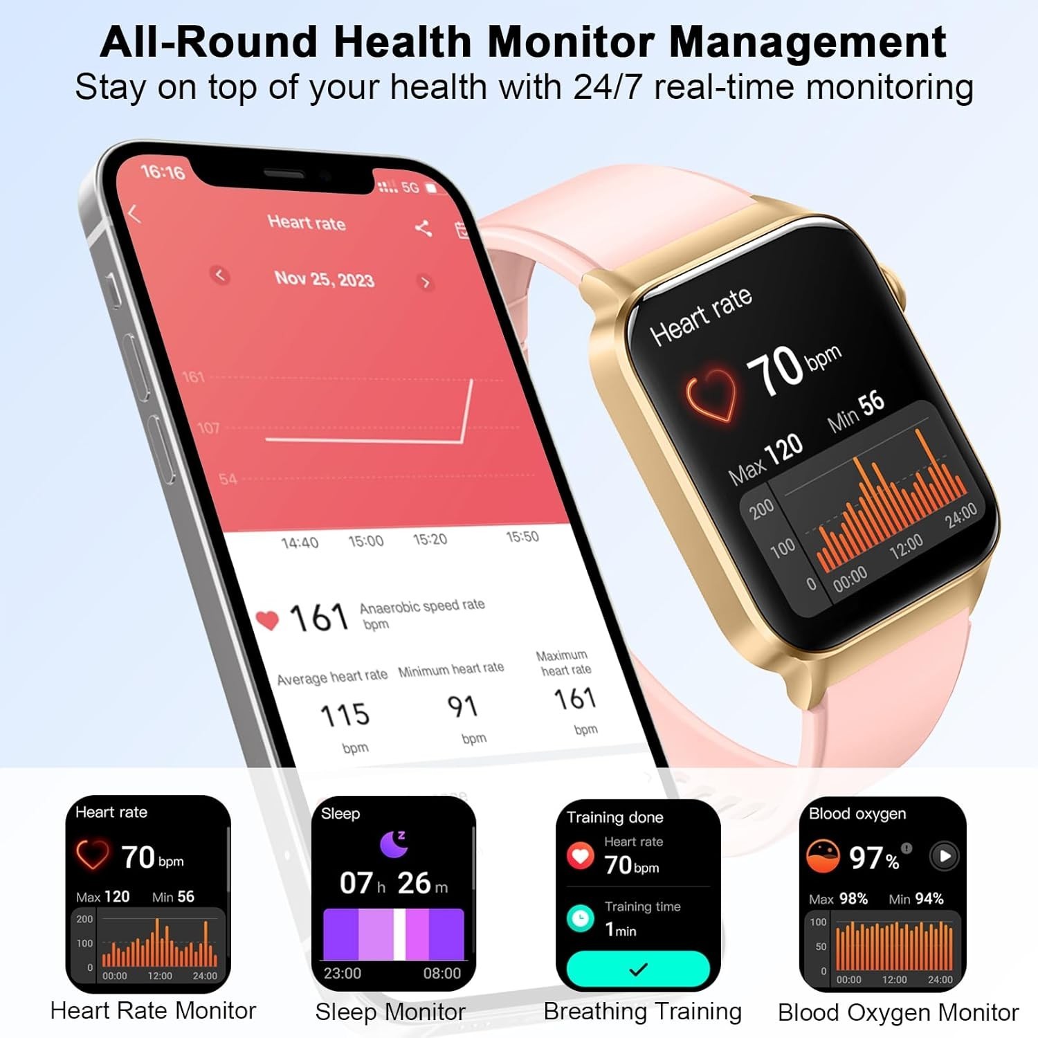 Women’s Smart Watch Bluetooth SmartWatch For Apple iPhone iOS and Android