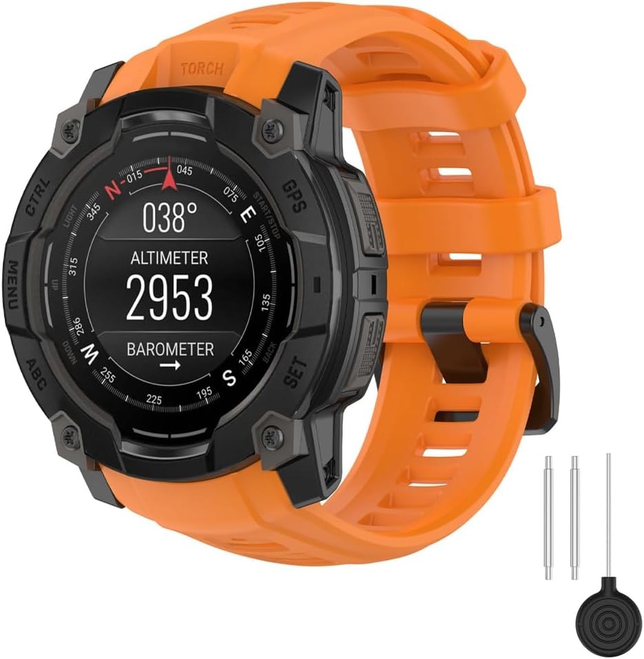 Silicone Strap Compatible with Garmin Instinct 3 45mm Adjustable Waterproof