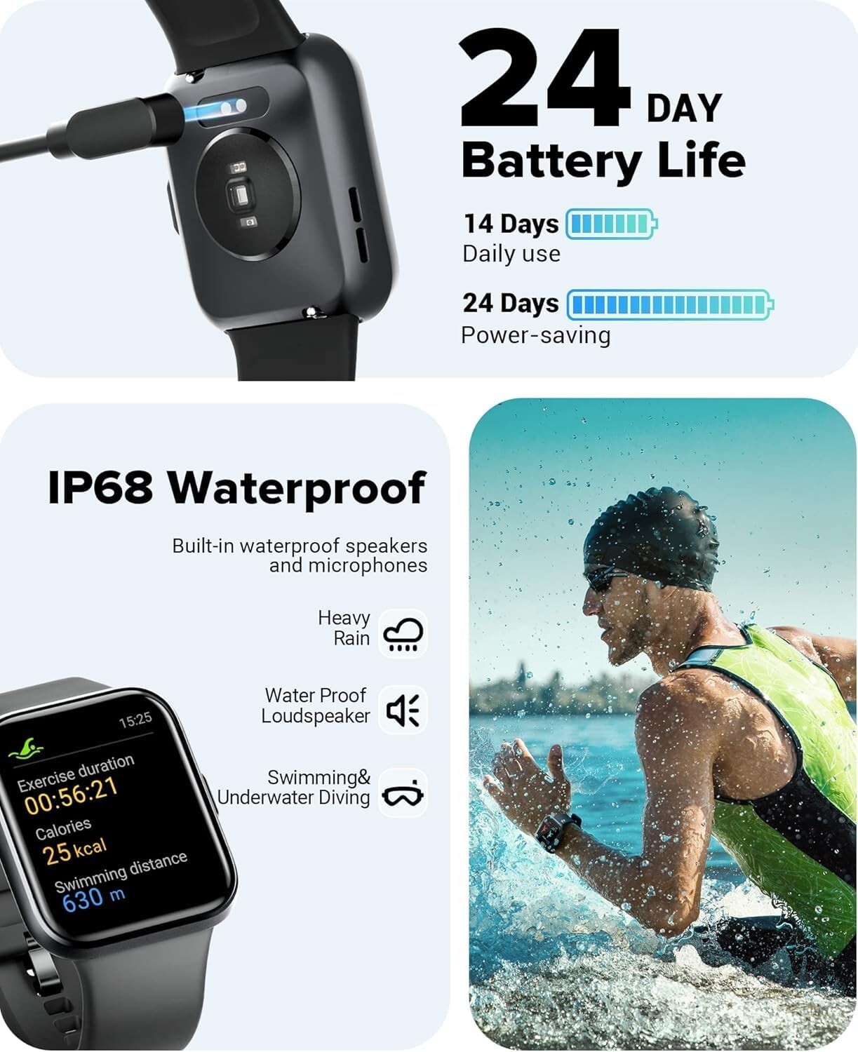1.8” HD Touchscreen Smartwatch with Comprehensive Health Tracking Features