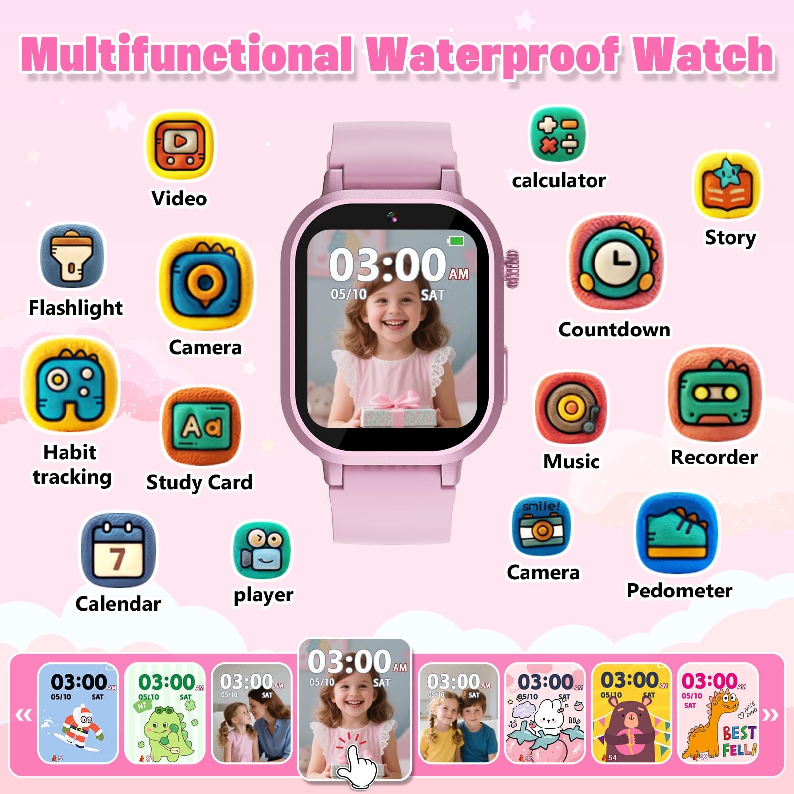 Waterproof Girls Gift Age 3-12 with 39 Game HD Touch Screen Music Player Vide…