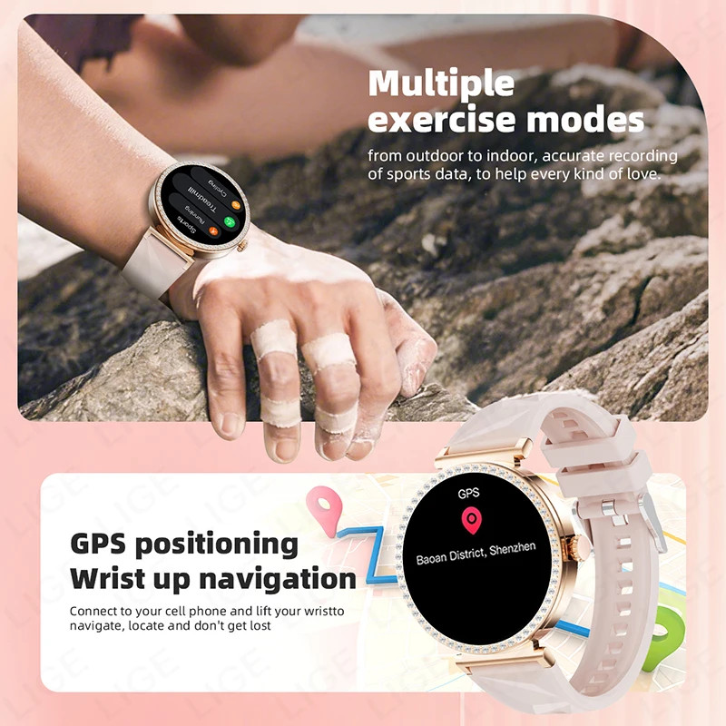 Smart Watch For Women Bluetooth Cal Heart Rate Monitor Waterproof Sports Fitness