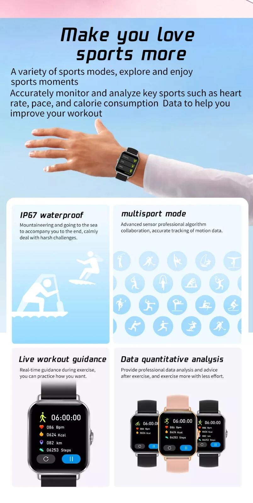 2022 New BT Answer Call Smart Watch Men Full Touch Dial Call Fitness Tracker IP6