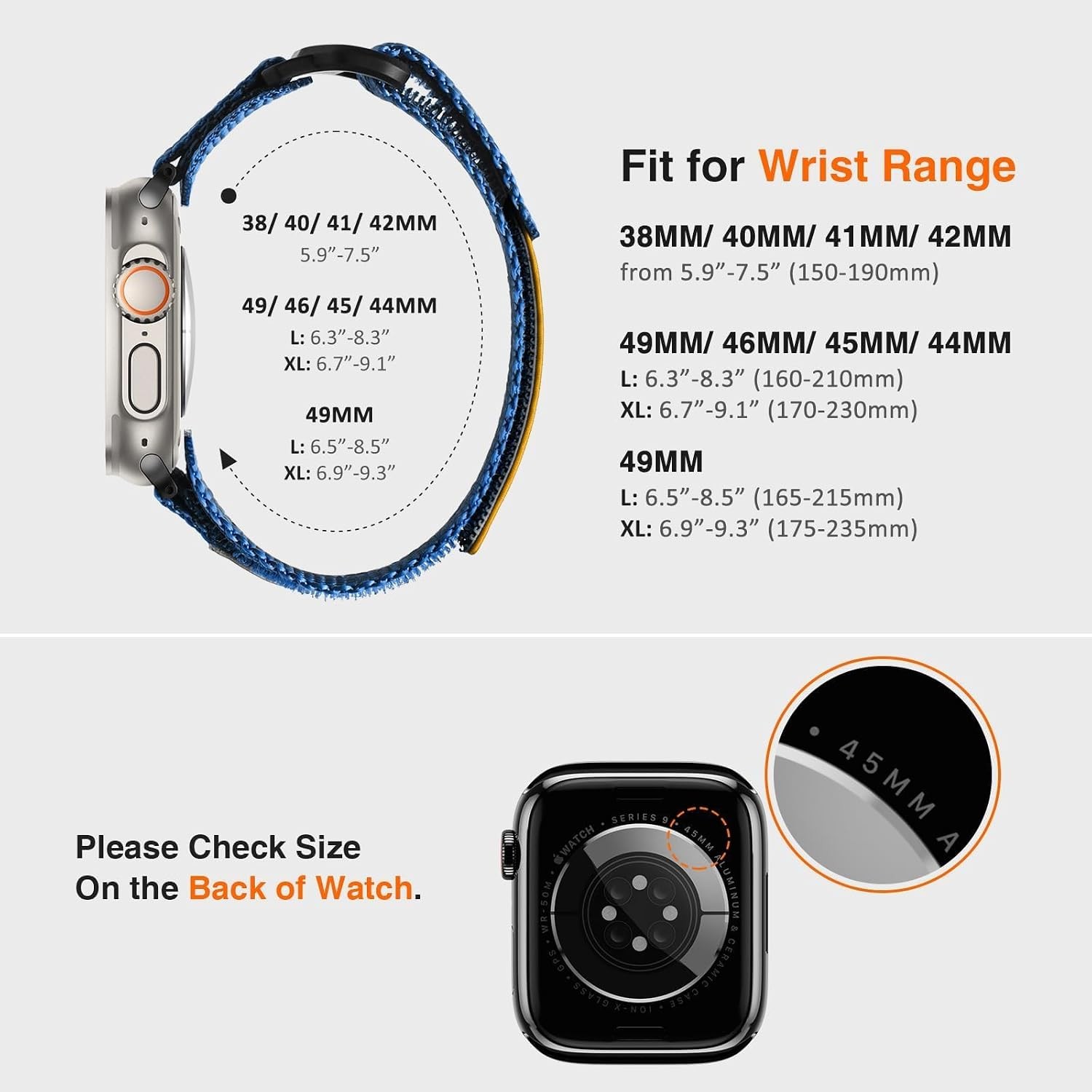 Nylon Strap Compatible with Apple Watch Series 3/2/1 49mm 46mm 45mm 44mm