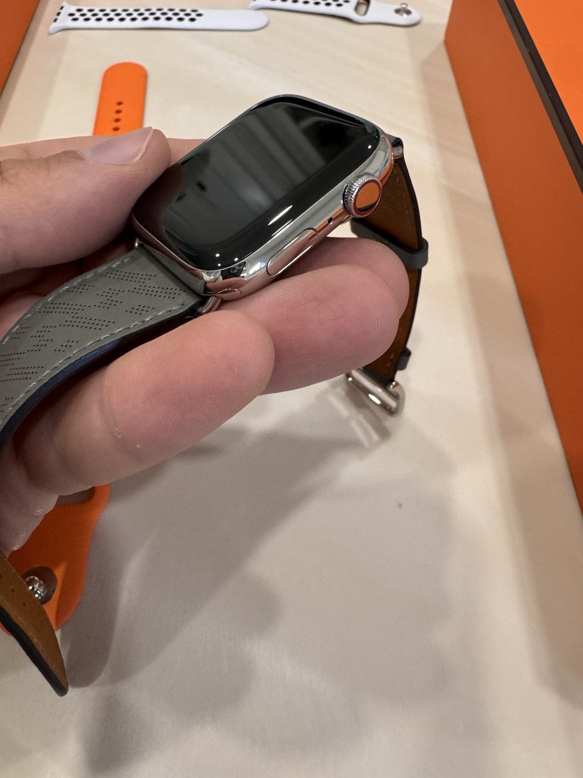 Apple Watch Hermès Series 8 45mm Silver Stainless Steel LTE 32GB Gray Leather